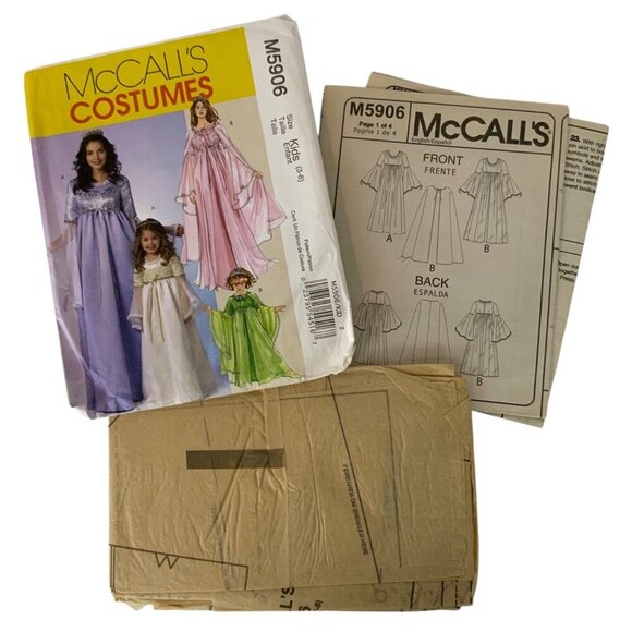 McCalls M5906 Childs Costume Sewing Pattern Princess Dresses Sizes 3-8 2009 - Picture 3 of 4